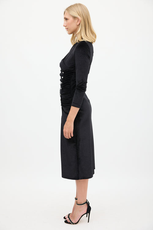 Sandro Black Sparkly Velour Vaness Dress