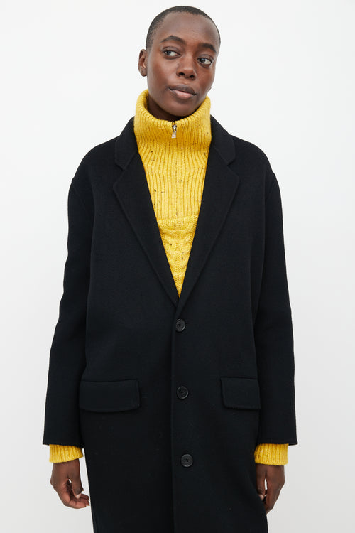 Sandro Black Wool Button Down Coat