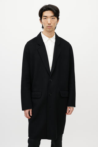 Sandro Black Wool Three Button Coat