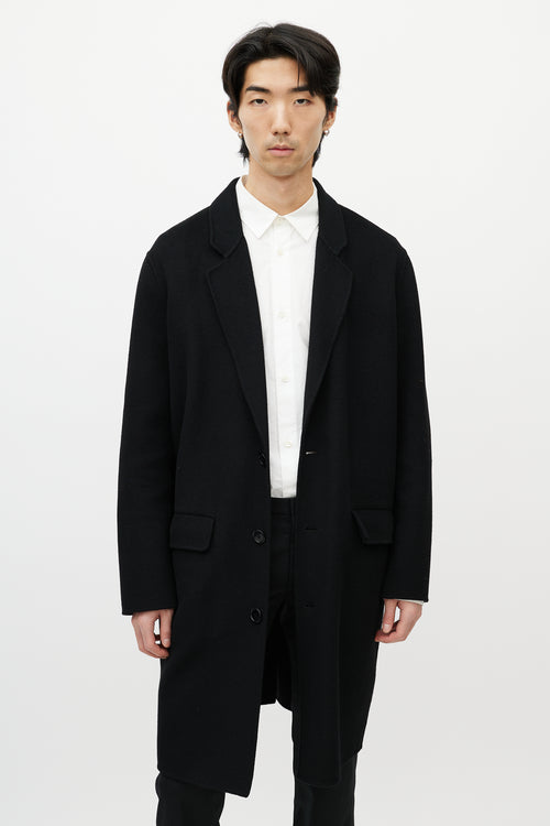 Sandro Black Wool Three Button Coat