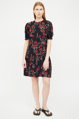 Sandro Black 
Red Floral Dress