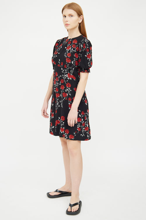 Sandro Black 
Red Floral Dress