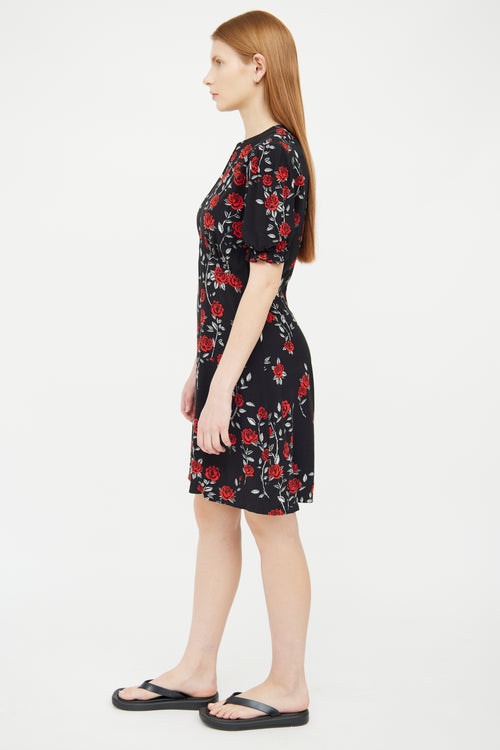 Sandro Black 
Red Floral Dress