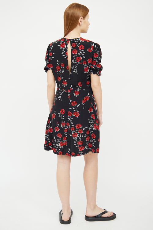 Sandro Black 
Red Floral Dress