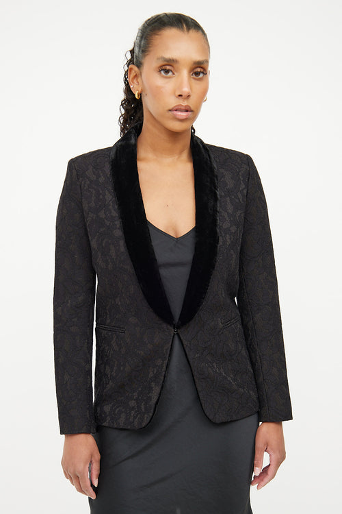 Sandro Black Lace 
Velvet Blazer