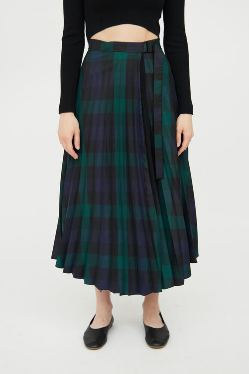 Green 
Navy Plaid Pleated Skirt Sandro