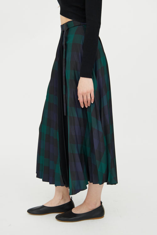 Green 
Navy Plaid Pleated Skirt Sandro