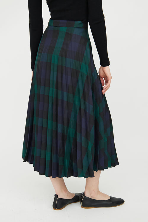 Green 
Navy Plaid Pleated Skirt Sandro