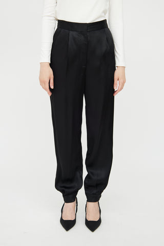 Sandro Black Satin Pleated Trouser