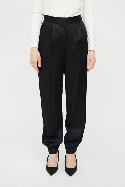 Sandro Black Satin Pleated Trouser