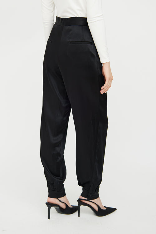 Sandro Black Satin Pleated Trouser