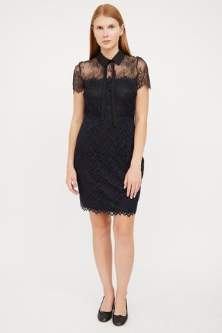 Sandro Black Sheer Lace Tie Dress