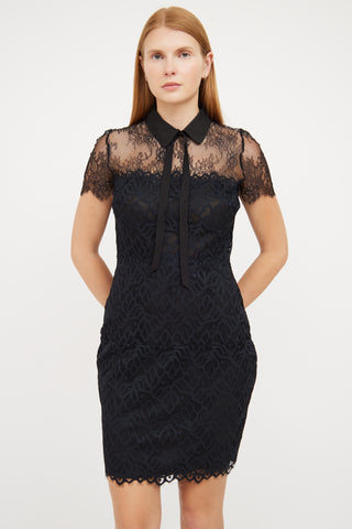 Sandro Black Sheer Lace Tie Dress