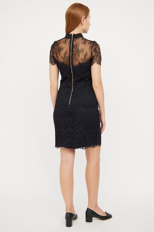 Sandro Black Sheer Lace Tie Dress