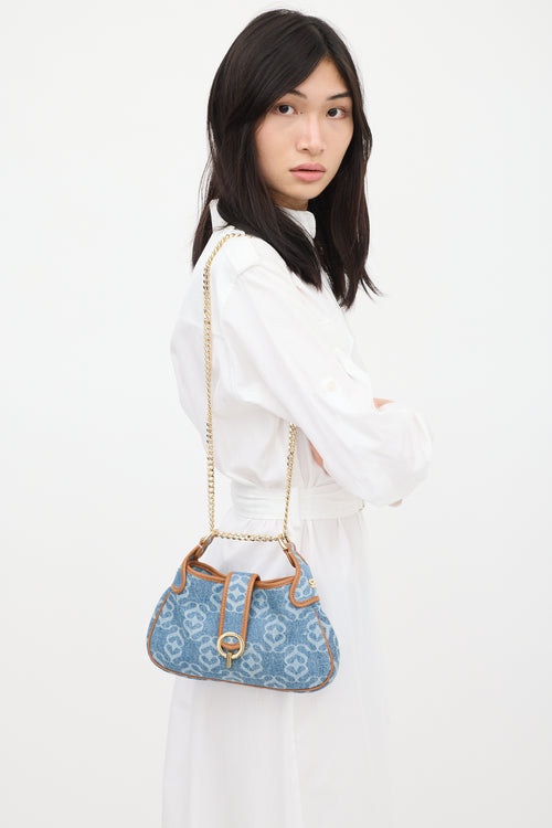 Sandro Blue 
Brown Denim Janet Monogram Bag