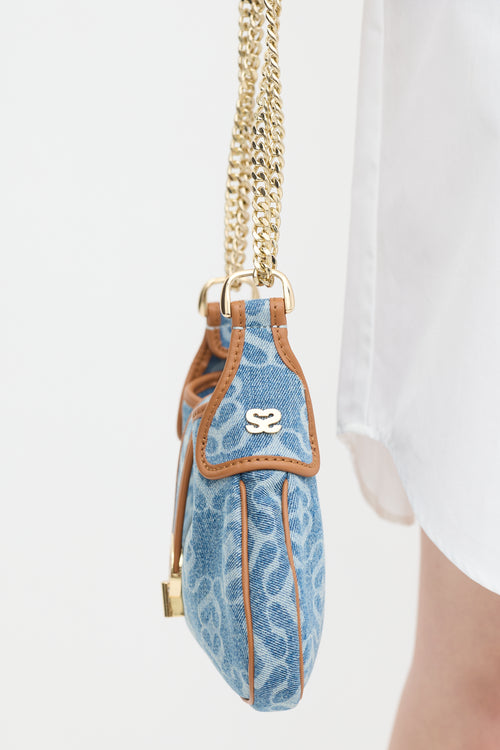 Sandro Blue 
Brown Denim Janet Monogram Bag