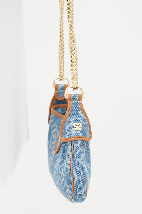 Sandro Blue 
Brown Denim Janet Monogram Bag