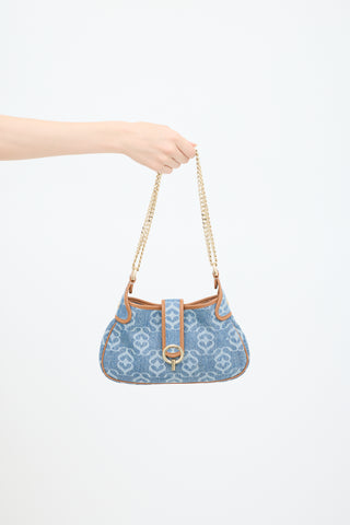 Sandro Blue 
Brown Denim Janet Monogram Bag