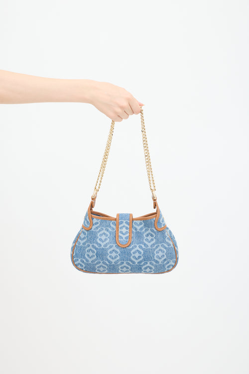 Sandro Blue 
Brown Denim Janet Monogram Bag