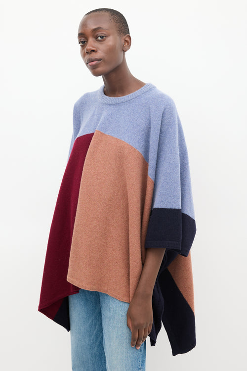 Sandro Blue 
Multi Wool Colourblock Cape