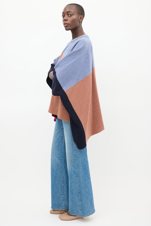 Sandro Blue 
Multi Wool Colourblock Cape