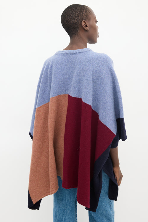 Sandro Blue 
Multi Wool Colourblock Cape