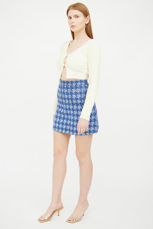 Sandro Blue Houndstooth Skirt