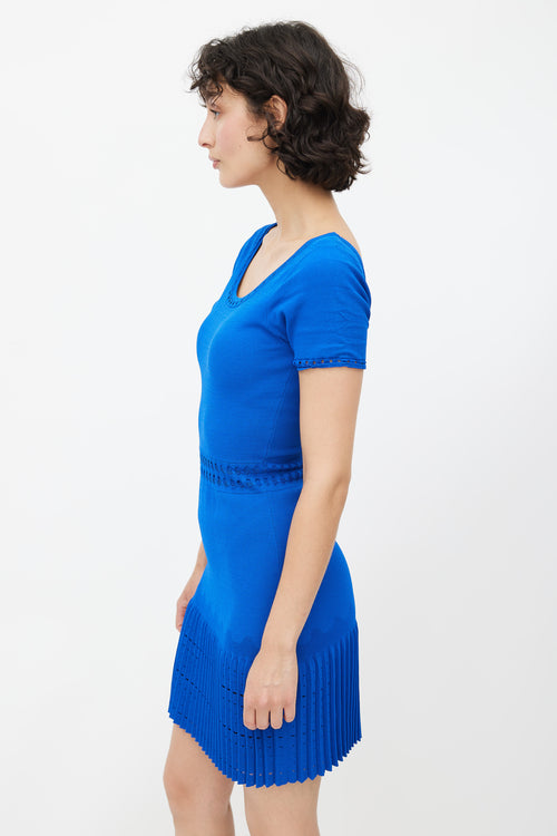 Sandro Blue Knit Eyelet Dress