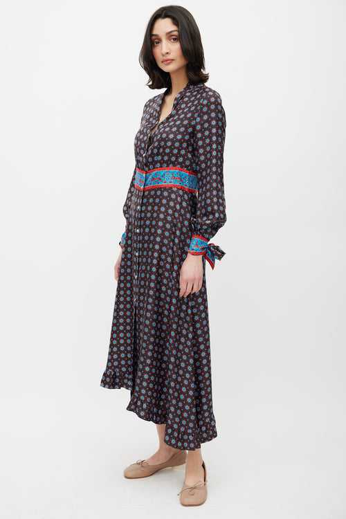 Sandro Brown Multicolour Flower Print Dress