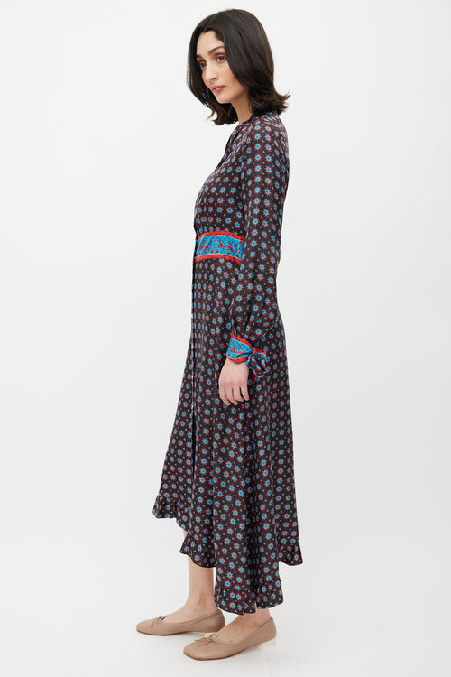 Sandro Brown Multicolour Flower Print Dress