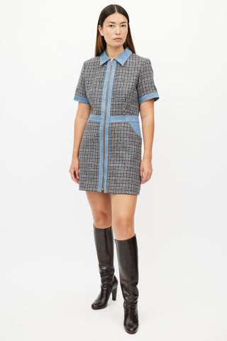 Sandro Blue 
Multicolour Tweed Dress