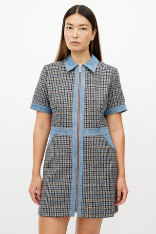 Sandro Blue 
Multicolour Tweed Dress