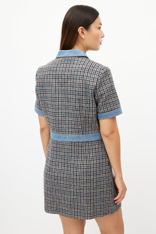 Sandro Blue 
Multicolour Tweed Dress