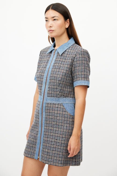 Sandro Blue 
Multicolour Tweed Dress