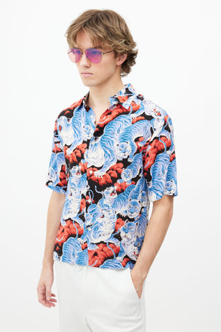 Sandro Blue 
Red Print Shirt