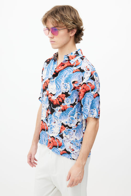 Sandro Blue 
Red Print Shirt