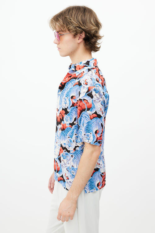 Sandro Blue 
Red Print Shirt