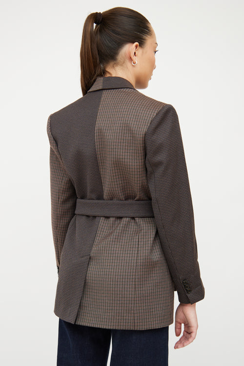 Sandro Brown 
Multi Check Oversized Belted Blazer