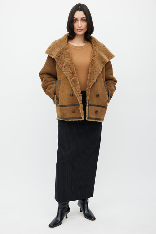 Sandro Brown Suede 
Sherpa Jacket