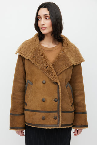 Sandro Brown Suede 
Sherpa Jacket