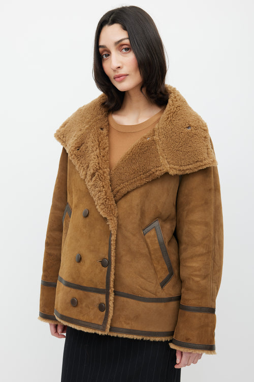 Sandro Brown Suede 
Sherpa Jacket