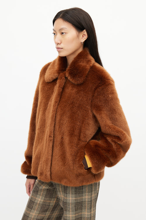 Sandro Brown Faux Fur Zip Jacket