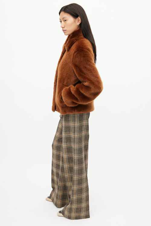 Sandro Brown Faux Fur Zip Jacket