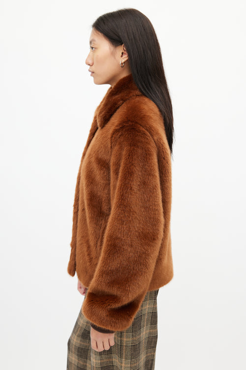 Sandro Brown Faux Fur Zip Jacket