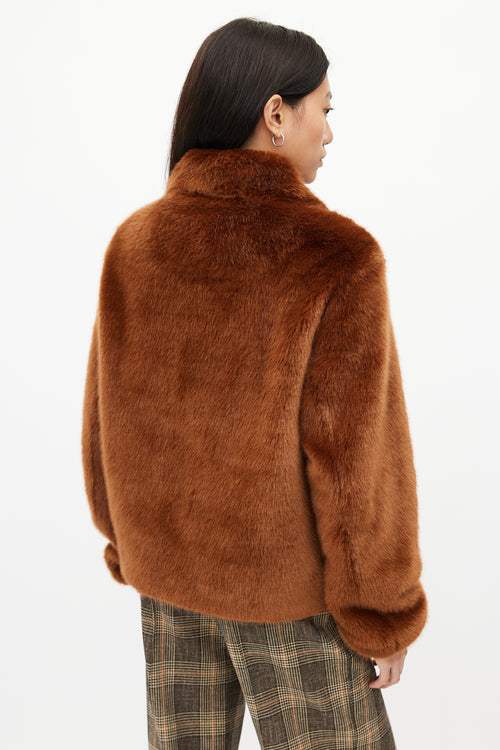 Sandro Brown Faux Fur Zip Jacket