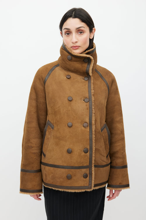 Sandro Brown Suede 
Sherpa Jacket