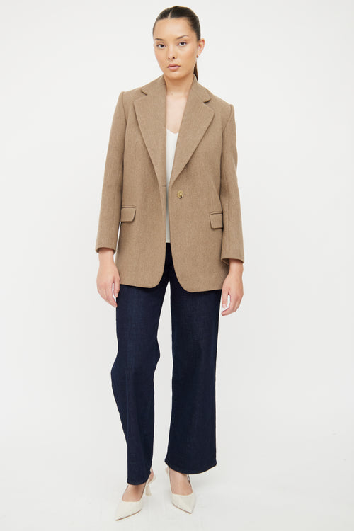 Sandro Brown Wool Blend Oversized Blazer