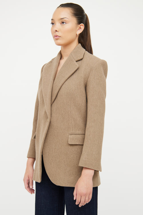 Sandro Brown Wool Blend Oversized Blazer