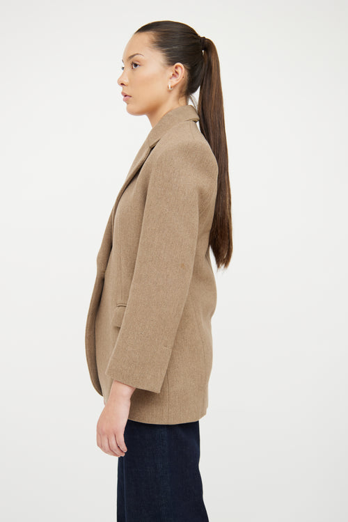 Sandro Brown Wool Blend Oversized Blazer