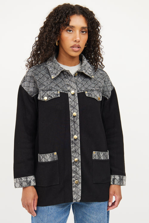 Sandro Black 
Grey Quilted Denim Shacket